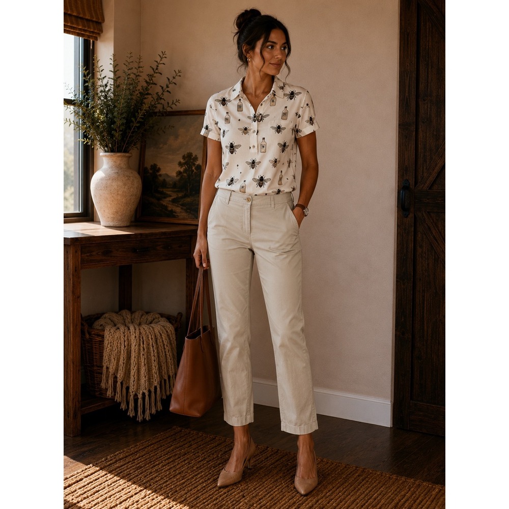 Talbots Relaxed Chino Pants Womens 10P Beige Stone Petite Straight Leg M96
